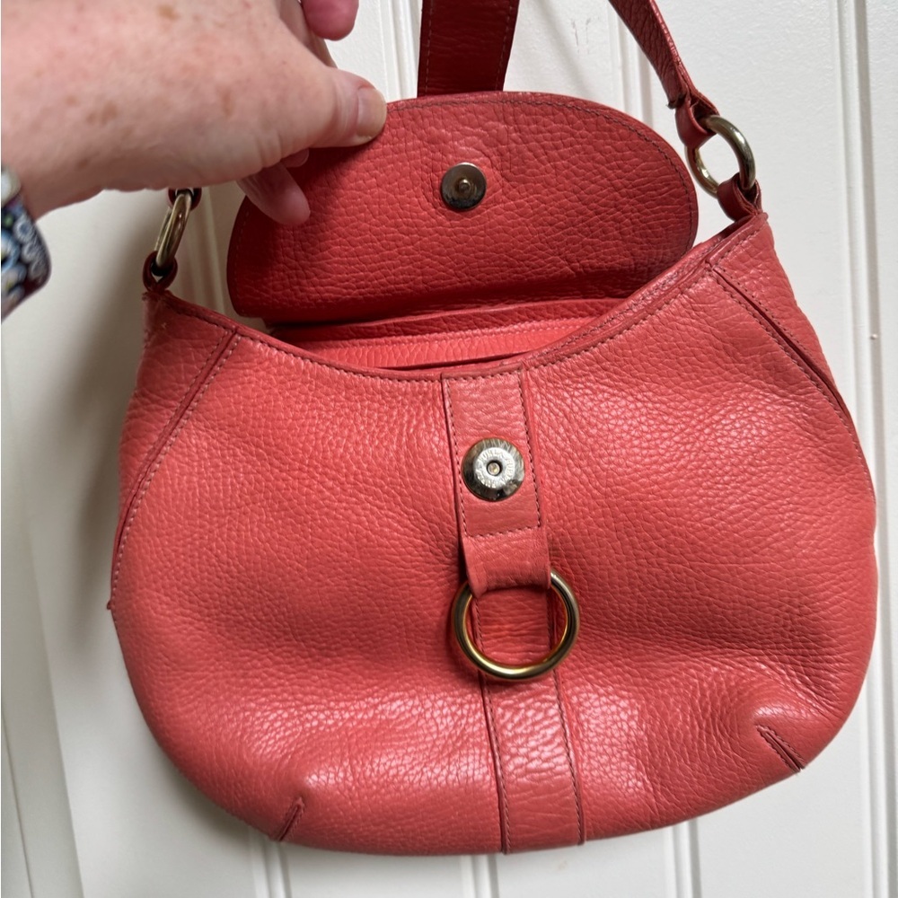 Furla Coral Leather Buckle Hobo Shoulder Bag. 9.5” by 7” by 0.5” - Picture 3 of 12